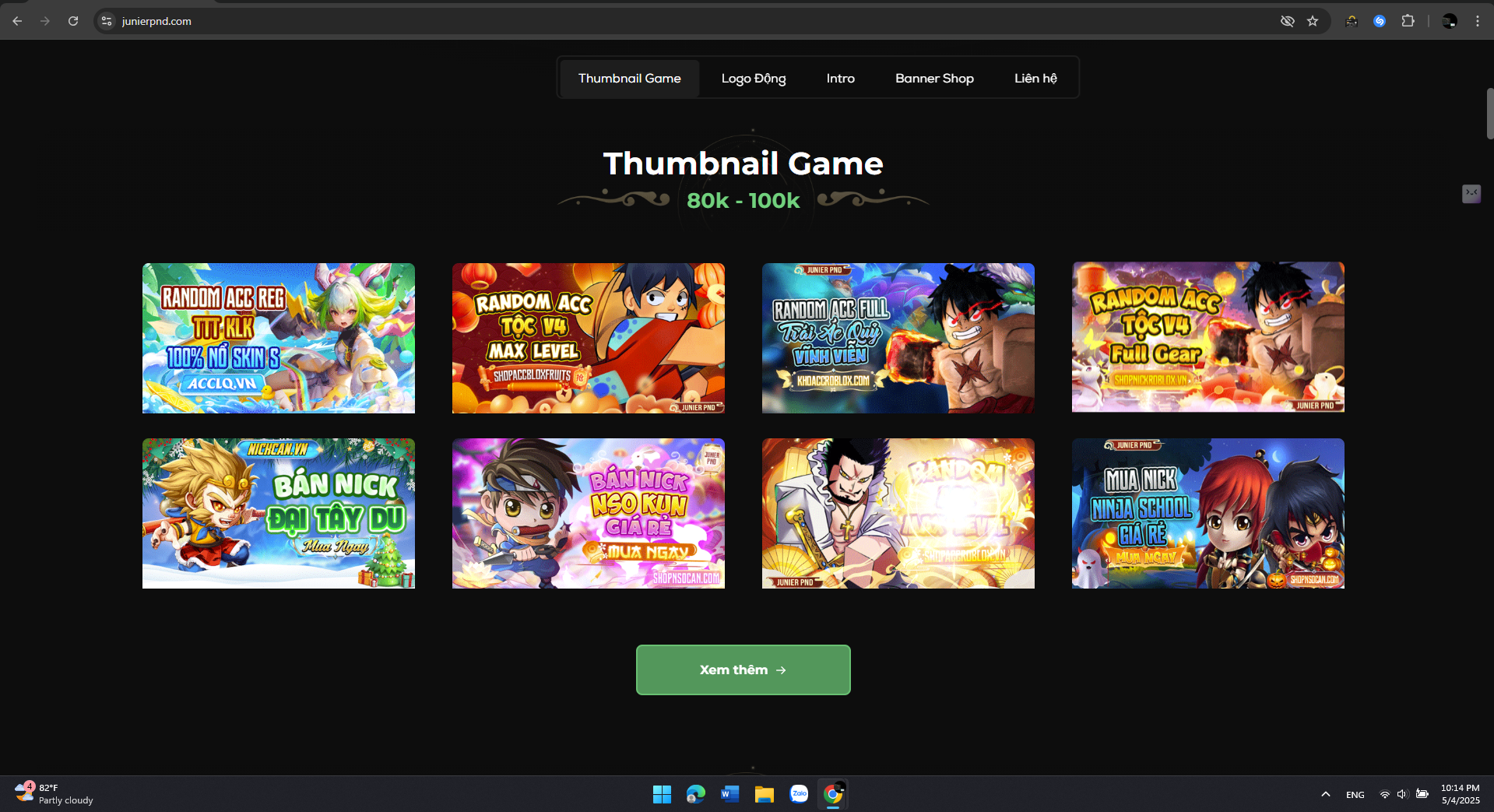 Website treo sản phẩm, banner, logo chuyên nghiệp